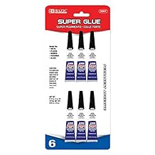 BAZIC Products Super Glue, 3g Tubes, Permanent Adhesive, 6-Count