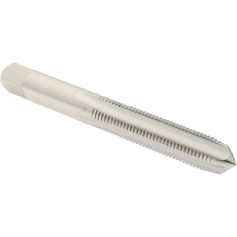 Hertel High-Speed Steel Straight Flute Tap, M8x1 Metric Fine, 4 Flute, Plug Chamfer, Bright/Uncoated Finish, 2-23/32" OAL, Left Hand, D5