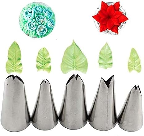 Russian Piping Tips Set, 5PCS Stainless Steel Cake Cupcake Decorating Supplies Kit Flower Frosting Tips DIY Icing Piping Tips for Cake Decorating (5PCS)