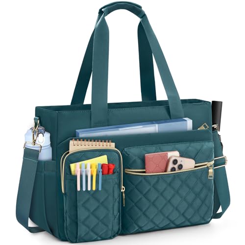 SDYSM Teacher Tote Bag 15.6 inch Laptop Bag Work Bags for Women Nurse Tote Professional Computer Messenger Shoulder Bags Laptop Briefcase for Office, College, Nursing, Dark Green