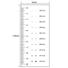BoliOptics Microscope Inspection Black Dot Point Gauge Stain Card Film Ruler, Transparent Plastic, 0.3mm-2.0mm RT02420201