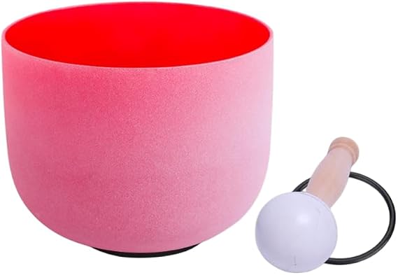 ENERGYSOUND 432Hz C Root Chakra Red Colour Frosted Quartz Crystal Singing Bowl 10 Inch (25 cm)