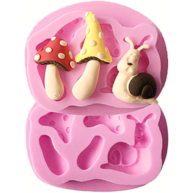 2 Pcs Mushroom,Snail Shape Food Grade Silicone Cake Molds Flexible Silicone Mold, Fondant, Candy, Icing, Biscuit Decor, Chocolate, Polymer Clay, Resin Mold, Epoxy