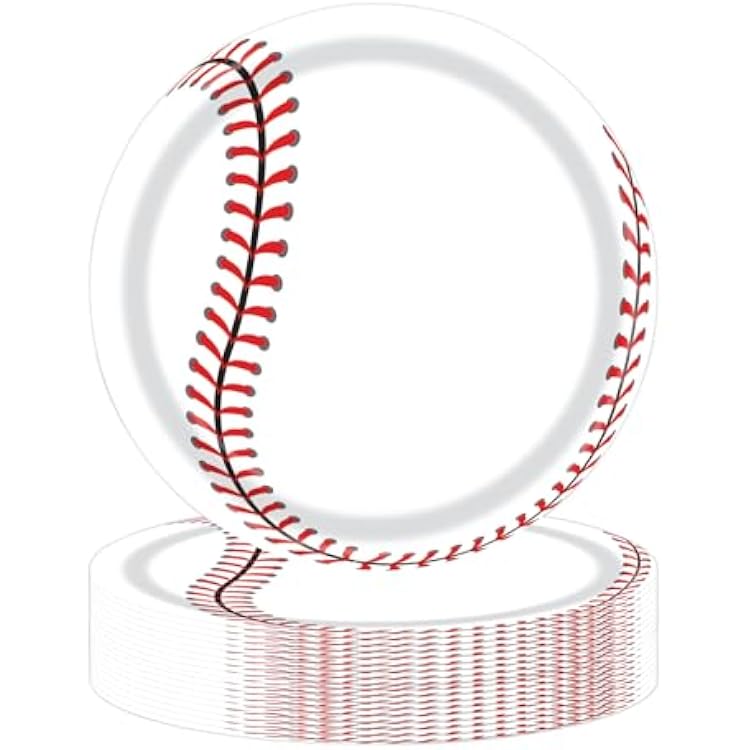 50PCS Baseball Party Paper Plates 7 Inch, Disposable Baseball Birthday Party Supplies Dessert Plates for Birthday Baby Shower Sports Event Decorations Baseball