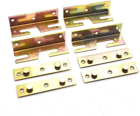 Bed Rail Bracket, Tiberham 4 Sets Non-Mortise Bed Hinge Fixing Connector, Heavy Duty Bed Rail Faster Fitting Hardware