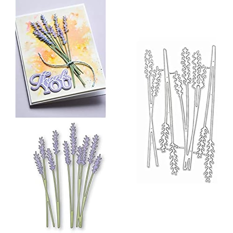 Lavender Bouquet Metal Die Cuts,Flower Leaves Frame Cutting Dies Cut Stencils for DIY Scrapbooking Photo Decorative Embossing Paper Dies for Scrapbooking Card Making