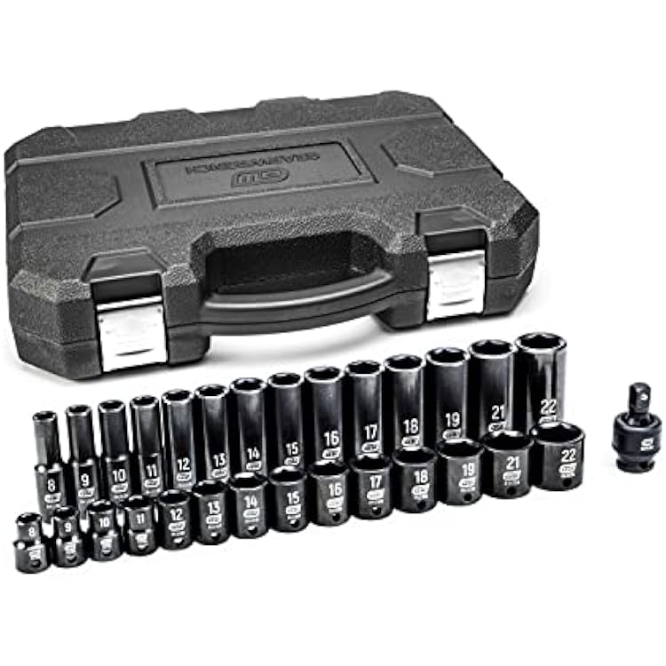 GEARWRENCH 29 Pc. 38 Drive 6 Pt. Impact Socket Set, Standard & Deep, Metric - 84925N