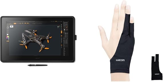 Wacom Cintiq 22 Drawing Tablet with Full HD 21.5-Inch Display Screen & Drawing Glove, Two-Finger Artist Glove for Drawing Tablet Pen Display, 90% Recycled Material, eco-Friendly, one-Size
