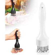 Stainless Steel Meat Tenderizer, 2025 Upgraded Stainless Steel Meat Tenderizer Needle 21 Pin Steak, Ultra Sharp Needle Blades Chicken BBQ Kitchen Cooking Tool, With Pounding Steak Mallet Tool (White)