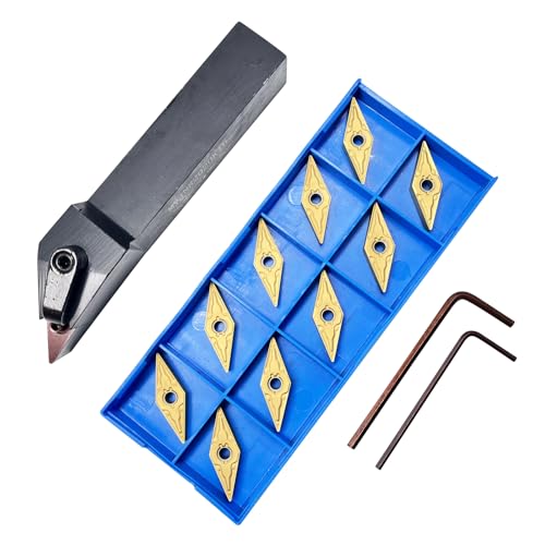34 Indexable Lathe Turning Tool Holder MVJNR2020K16 Steel Carbide Turning Tool Holder for Turning Grooving Threading with 10Pcs VNMG331VNMG160404 Carbide Inserts