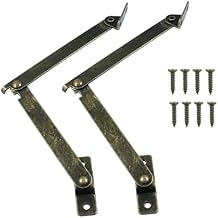Hitefu 2Pcs Heavy Duty Lid Support Hinges - Left Side Iron Folding Lift Up Stay Hinge - Display Bracket for Furniture Wooden Boxes Jewelry Case Cabinet Drawer Cupboard (7.6" x 1.57")