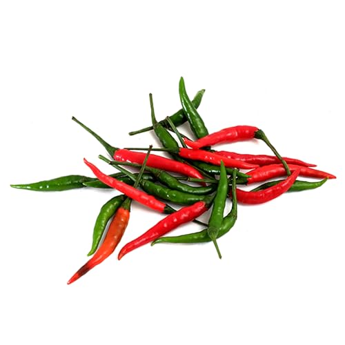 Fresh Thai Birds Eye Chili Peppers, Red and Green, 14 Ounce Pack, Fresh Cooking Grade by Greenhouse PCA