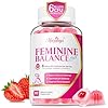 Feminine Balance Gummies for Women, Premium Ph Balance Gummies with Probiotic for Vaginal Flora Balance, Immune Support Supplement, Gluten-Free, Strawberry Flavor with Liquid Filled, 60 Count
