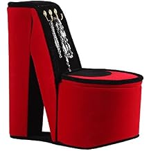 Ore International HBB1821 High Heel Shoe Display with Hooks Jewelry Box, Red Velvet, 9"