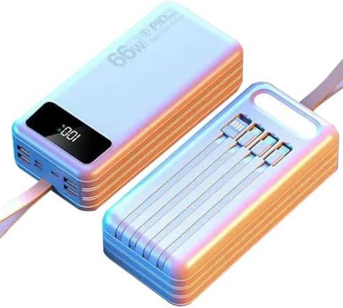 Portable Charger Power Bank, 100000mAh Fast Charging External Battery Pack with Built in USB-C22.5W and iOS20W Output Cable, Powerbank for Camping TravelSize:100000Mah,Color:White