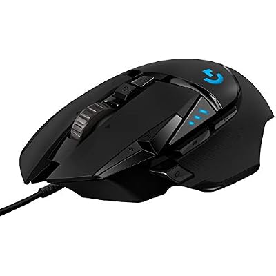 Logitech G502 Hero High Performance Wired Gaming Mouse, Hero 25K Sensor, 25,600 DPI, RGB, Adjustable Weights, 11 Programmable Buttons, On-Board Memory, PCMac - Black
