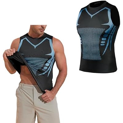 Beotyshow Ionic Shaping Sleeveless Shirt Gynecomastia Compression Shirts Slimming Body Shaper Vest Shapewear Tank Top for Men