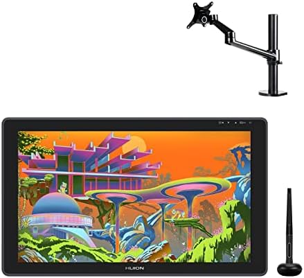 HUION Kamvas 22 Plus Graphics Drawing Tablet with Screen and Single Monitor Arm