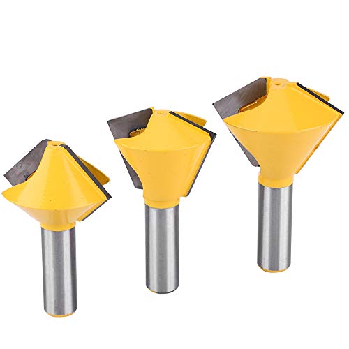 12 Inch Shank Router Bit, 3pcs Set 12 Shank Birds Mouth Glue Joint Router Bit Woodworking Milling Cutter Multi Sided Glue Joint Bits for Solid Wood Hardwood Chipboard