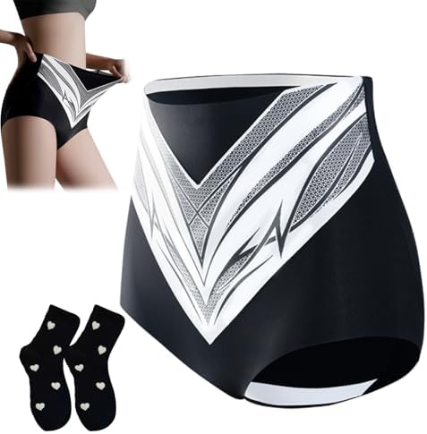 Medical Grade Titanium Fiber Self-Heating Tourmaline Shaping Shorts, Tummy Control Panties, Body Shaper Shorts Black,XXL