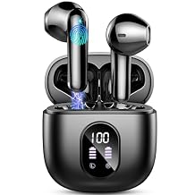 Wireless Earbud Bluetooth 5.3 Headphones 50H Playtime Stereo Bass Ear Buds, in-Ear Earphones with 4 ENC Mic LED Display Noise Cancelling Earbud, Bluetooth Ear bud IP7 Waterproof Sport for Android iOS
