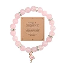 Mikovivi Flamingo Bracelet, Stone Beaded Bracelets with Flamingo Pendants Trendy Flamingo Jewelry Bracelet Gemstone Bracelet Jewelry Gift for Woman