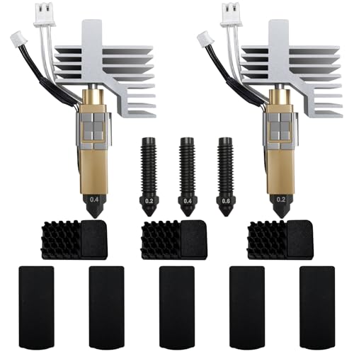 Upgrade 0.2mm0.4mm Ceramic Hardened Steel Hotend Kit for Elegoo Centauri CarbonCentauri, 2-Pack Print Head Hot End with 3pcs Nozzles 0.20.40.6mm, Silicone Socks & Nozzle Cleaning Brushes