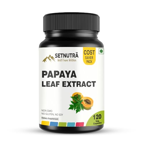 Papaya Leaf Capsules 500Mg Natural Papaya Leaf Extract 120 Vegan Capsules Non GMO Gluten Free Herbal Supplement No Fillers Or Additives