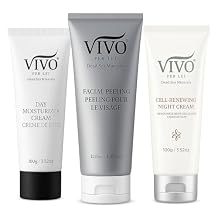 Vivo Per Lei Dead Sea Day Cream - Night Cream and Facial Peeling - Set of 3 - Anti Aging Skin Care For Men and Women- 11.09 FL OZ
