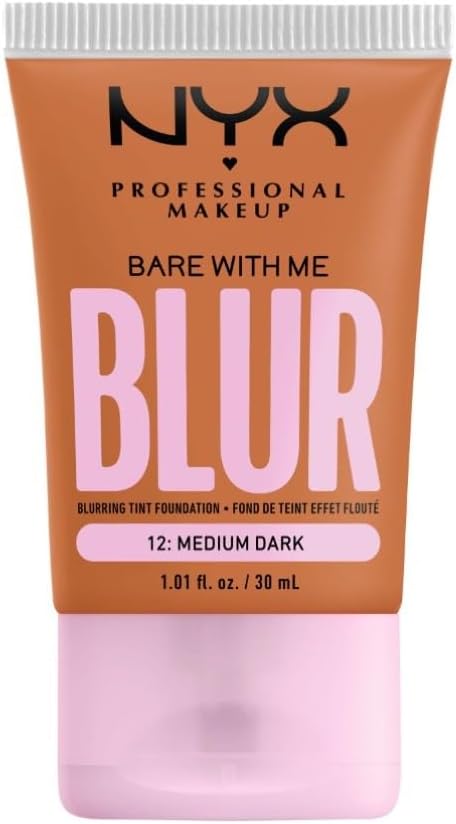 NYX Professional Makeup Blurring Tint Foundation, Medium Coverage, Matte Finish, With Niacinamide, Matcha and Glycerin, 12 Hours Hydrating, Bare With Me Blur, 30 ml, Shade: Medium Dark