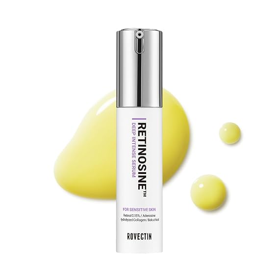ROVECTIN Retinosine Deep Intense Serum - Retniol 0.15%, Adenosine, Hydrolyzed Collagen, Bakuchiol | For sensitive skin, Korean Skin Care - (0.67 fl