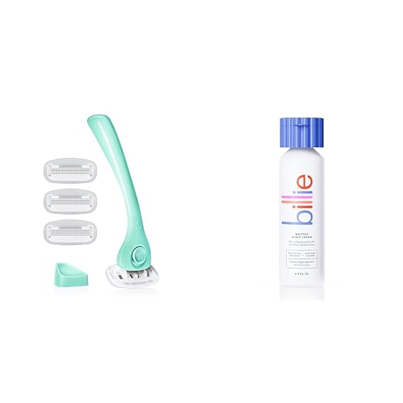 Billie Razors for Women Shave Kit Razor + 4 x 5-Blade Razor Refills + Magnetic Holder Minty & Whipped Shave Cream - Lavender & Bergamot Scent - 6.5 fl oz