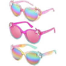 3 Pairs Kids Sunglasses Girls,UV Protection Sunglasses Toddler Eyewear for Party Favors Beach Glasses Age 3-12