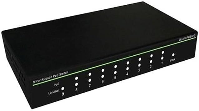 0E-9P8POEGB2 10 Port PoE Switch; 8X PoE, 1x Uplink RJ-45 Port, and 1x Uplink SFP Port; 20 Gbps Switching Capacity; 120W PoE Budget; Power Status LED Indicator; Power Adapter Included