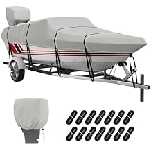 VINPATIO Trailerable Boat Cover, 600D Solution-Dyed Bass Boat Cover, 20-22 ft Heavy Duty 100% Waterproof Boat Covers Fits V-Hull Runabout Fishing Ski Pro-Style Bass Boats, Beam Width up to 100"