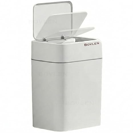 Otomatik Hareket Sensörlü Çöp Kovası, Banyo Çöp Kovası, Çocuk Odası Çöp Sepeti, Çöp Kutusu, (2 adet 1.5 V AA pil, piller pakete dahil değildir) 12 Litre - 23.5x17.5x31.8 cm
