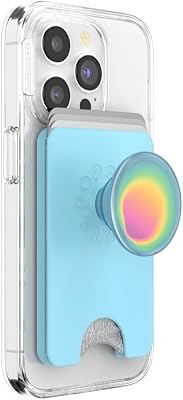 PopSockets Phone Wallet with Expanding Grip and Adapter Ring for MagSafe, Phone Card Holder, Wireless Charging Compatible, Wallet Compatible with MagSafe - Butterfly Pea Blue Boca Aura