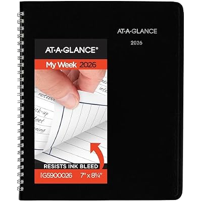 AT-A-GLANCE 2026 Planner, Weekly, 7 x 8-34, Medium, Column-Style, DayMinder, Black G5900026