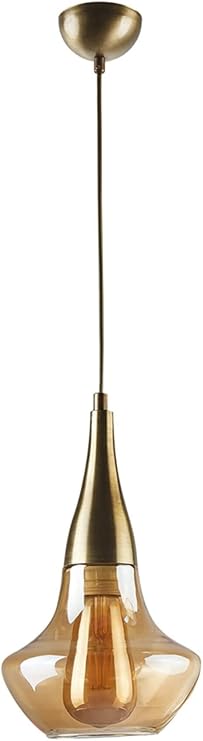 Fer Chandelier Fora Retro Rustic Antique Color Single Living Room with honey glass - Kitchen - Bedroom Chandelier