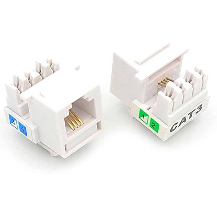 10 Pcs Lots Cat3 Rj11 6p4c Phone Telephone Keystone Jack Cat3 110 H-Style Modular White