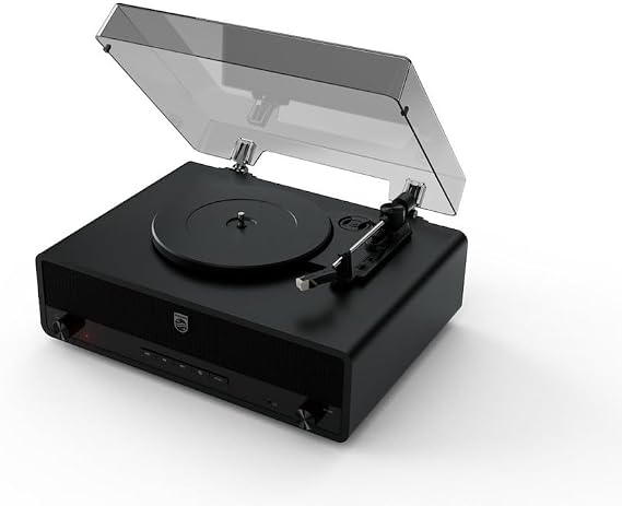 Philips CENTURY Bluetooth Turntable TAV3000B/10 "The Stevie" | Retro 3 vitesli kayıt oynatıcı, dahili stereo hoparlörler, bas refleks, Auracast, USB, RCA ve kulaklık çıkışı