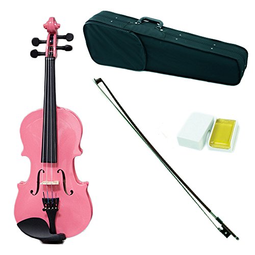 SKY Shinny 116 Size Kid Violin with Lightweight Case, Brazilwood Bow and Bright Pink Color