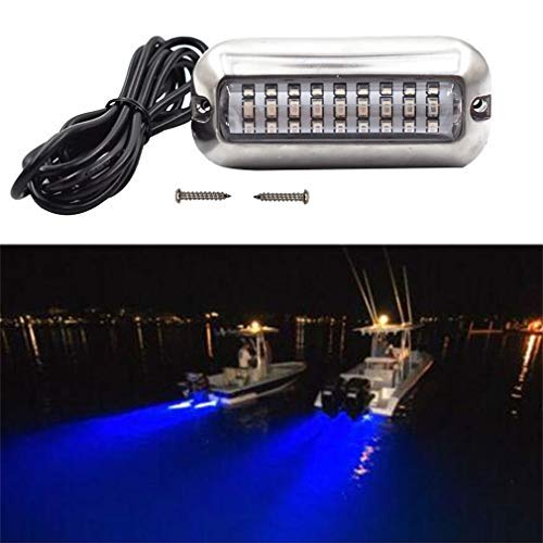 Blue 27 50W Underwater Marine Transom Lights - 316 Stainless Steel Pontoon Transom Lights for Fishing Night Use
