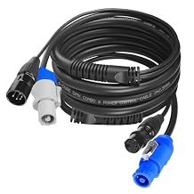 SMALL-EYE 5 Pin DMX & Power Con Combo Link Cable 3 ft 14AWG Power Control DMX Male to Female Cord for Lighting Fixtures