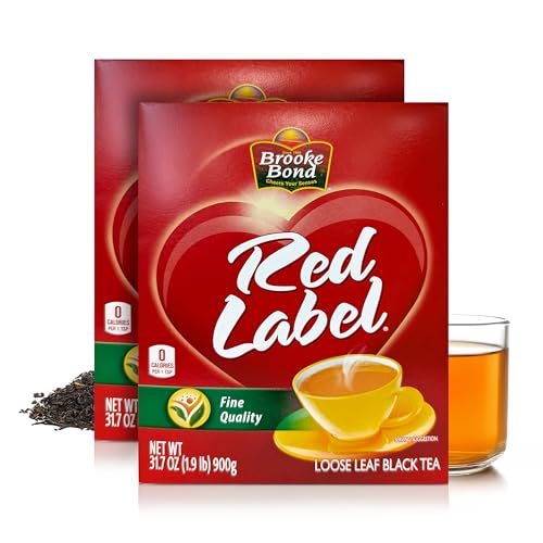 Red Label Tea | Premium Brooke Bond | Loose Tea | Authentic Indian Black Tea | Rich & Aromatic | Strong Flavor | Compatible for Everyday Use | 900 Grams Pack of 2