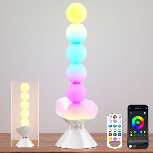 Table Lamp, LED Desk Lights with Touch Control, Color Changing Stepless Dimmable Bedside Lamp, App & Remote Operation, Bottom Tray Storage, Decorative Mood Lighting for Home, Party