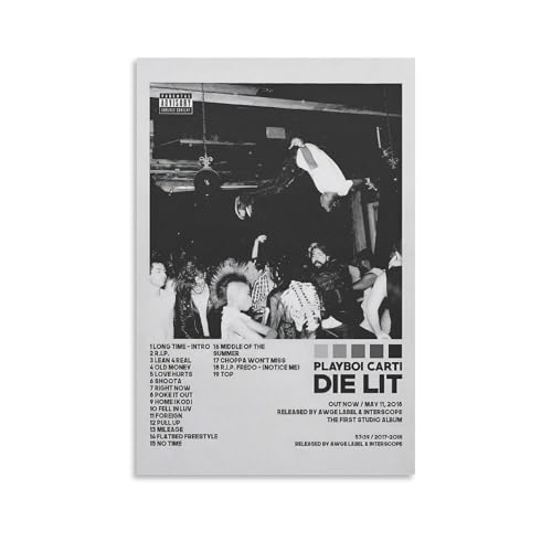 Playboi of Carti Die Lit Album Cover Poster Decorative Painting Bathroom Decor Living Room Canvas Wall Art UnFramed-1,16x24inch40x60cm
