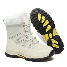 Womens Snow Boots Warm Fur Lined Winter Boots Anti Slip Ankle Boots Mid Calf Snowboots Waterproof and Cold-Resistant Outdoor Walking Shoes for Women Ladies Girls