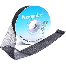 Misswendyfuse 1''20 Yards Knit Stay Tape, Fusible Interfacing for Knit Hems, Single-Side Adhesive, Ultra Fine, Soft & Stretch (Black)