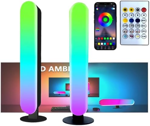 2pcs Smart LED Light, RGB Ambient Light Bars, Rhythm Lamp, Remote and APP Control, Music Sync Backlight for Gaming TV Bedroom, Desktop Lamp with Color Adjustable, timed Control